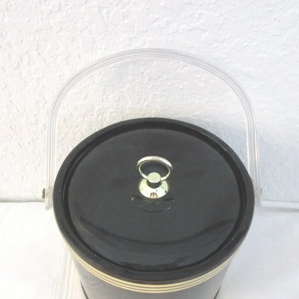 Vintage Faux Green & Black Marble Ice Bucket